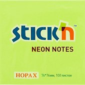Блок для записей Stick`n Neon notes, зелёный, 7.6 х 7.6 см - 1