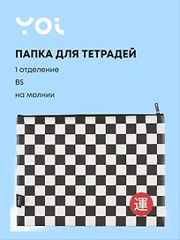 Папка для тетрадей «Клетка» В5, на молнии, Yoi