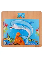 Деревянная пазл-рамка с картинкой Рыжий кот Дельфин (12 эл.) 15х16,5см (ИД-9966)