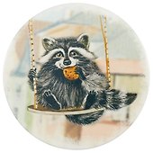 Подставка под кружку Енот на качелях (керамика) (11 см) (ПВХ бокс) - 0