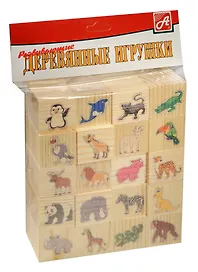 Набор кубиков В зоопарке (Д155e) (20 шт.) (3+) (упаковка)