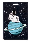 Картхолдер «Космонавт сидит на планете» - 0