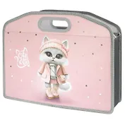 Папка для тетрадей А4 "Кошечка в пальто" полипропилен, 37*30*11 см, молния, дно с расширением