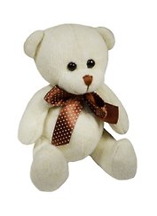 Мишка вязаный с бантиком, светло-коричневый (15-01649-3)