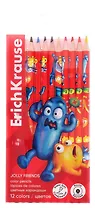 Карандаши цветные 12цв "Jolly Friends" пласт.уп, подвес, ErichKrause