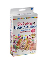 Набор для созд. браслетов Happy Loom Бусинки браслетики (01723) (6 веревочек+бисер) (6+) (коробка)