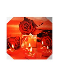 Картина с диодами Свечи-сердца и алые розы (40х40) (740-119)