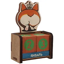 Календарь вечный Корги с короной (7х10,5х3,5) (дерево) (kd1)