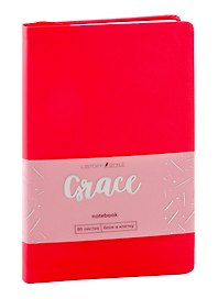 Книга для записей А5- 80л кл. "Graсe" коралловый, иск.кожа, ляссе, инд.уп.