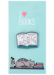 Значок I love books Книга The Book Was Better (металл)
