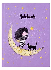 Записная книжка «Девочка на луне» А6, 48 листов в линейку, сшивка, Феникс+