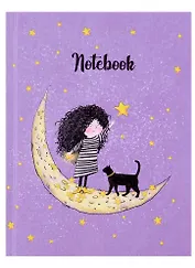 Записная книжка А6 48л лин. "ДЕВОЧКА НА ЛУНЕ" тв.переплёт, полноцв.печать, глянц.гологр.ламинация