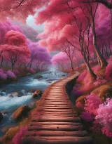 Холст с красками по номерам "Мост в розовую даль", 30 х 40 см