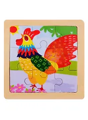 Деревянная пазл-рамка Рыжий кот Петушок 9 элементов 12х12см (G44)