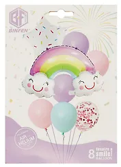 Набор воздушных шаров (композиция) Радуга, звездочка, 6 овальных (8шт)