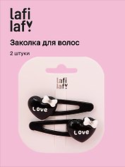 Набор заколок Сердечки с бантиком (черные) (2шт) (пластик) (12-3727-202510-SCOS-133) (Lafilaf)