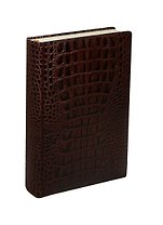 Ежедневник недат. А5 198л "Кайман" нат.кожа, коричневый, тонир.блок, КанцБург