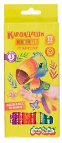 Карандаши цветные 12цв "МУЛЬТИКОЛОР" многоцв.грифель, дерев.трехгран.корпус, принт на корпусе, карт.уп., Каляка-Маляка