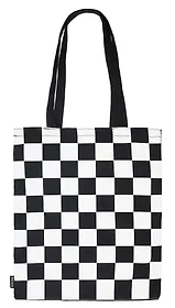 Сумка-шоппер принт Клетка (ч/б) (текстиль) (40х32) (СК2023-263)