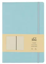 Книга для записей А4- 96л кл. "Joy Book. Аквамарин" иск.кожа, тв.переплет, ляссе, резинка, инд.уп.