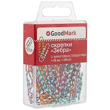 Скрепки винил «Зебра», GoodMark, 28 мм, 100 штук, в ассортименте
