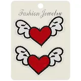 Термонаклейка с пайетками Сердечки с крылышками, 2шт, 13*15 (орр)