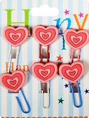 Набор скрепок-закладок "Сердца"
