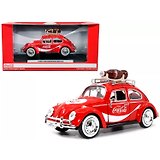 Машинка литая коллекционная Motor City Classics - Die-сast модель по лицензии Coca-Cola 1966 Volkswagen Beetle (Top Rack), масштаб 1:24