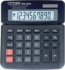 Калькулятор 10 разрядный настольный CITIZEN SDC-340 (|||), подъем дисплея