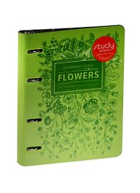 Папка-обложка для тетради со сменными блоками А5 "Flowers" кожзам, инд.уп., IN FOLIO