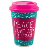 Стакан керамический Peace, Love and Coffee (ПВХ бокс) - 0