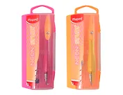 Циркуль школьный 120мм " NEON STUDY", с запасн.грифелем, металлический, ассорти, пластик.футляр, подвес, Maped