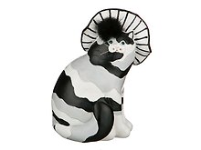 Копилка Кошка в шляпе черно-белая 17см (247-116)