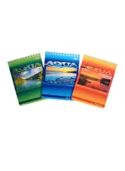 Блокнот А6 40л кл. "AQUA" карт.обл., гребень, ассорти, Hatber