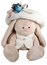 Мягкая игрушка Зайка Ми в белой меховой шляпе и жилете (18 см) (SidS-159)