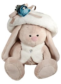 Мягкая игрушка Зайка Ми в белой меховой шляпе и жилете (18 см) (SidS-159)