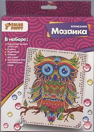 Набор для творчества Color Puppy. Алмазная мозаика «Сова», 17 х 21 см