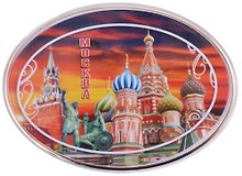 ГС Магнит акриловый 85х63мм Москва Коллаж на закате с тиснением