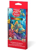 Карандаши цветные ArtBerry, акварельные 24 цвета с кисточкой