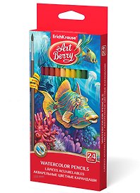 Карандаши цветные ArtBerry, акварельные 24 цвета с кисточкой