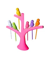 Шпажки для фруктов Птички на ветке розовой (003865)