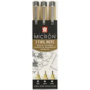 Ручки капиллярные «Pigma Micron», Sakura, 3 штуки