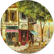 Доска для нарезки Парижское кафе (RCB-01-Cafe) (стекло) (d19) (в подар.упаков.) GiftLand