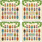 Сувенир АКМ Набор плакеток Много матрешек 4 шт