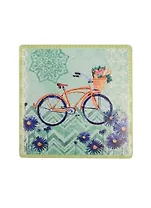 Подставка под кружку Велосипед с цветочной корзинкой (квадратная форма) (10см)