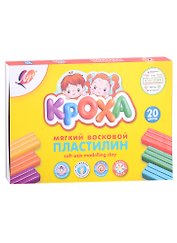 Пластилин «Кроха», 20 цветов, 300 г, восковой, мягкий, со стеком, Луч