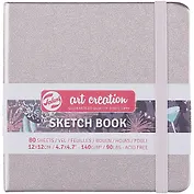 Скетчбук 12*12 80л "Art Creation" металлик розовое шампанское, нелинованн. 140г/м2, слоновая кость, тв.обл., Royal Talens