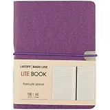 Записная книжка А6 100л лин. "LITE BOOK. Фиолетовый" иск.кожа, интегр.переплет, скругл.углы, ляссе, поперечн.резинка, инд.уп.