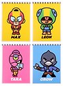 Блокнот А6 40 листов, нелинованный, "Leon, Amber, Emz, Nita, Frank" спираль, Brawl Stars