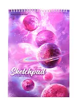 Скетчбук А4 20л "Космос" акварельная, 200г/м2, обложка картон, гребень